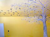 Painting A Tree Mural Ombre Yellow White and Grey Painted Bedroom Wall Mural
