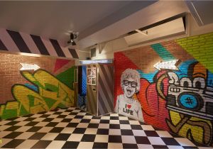 Painting Murals On Cement Walls Contiki Basement Officeinterior Officemural Handpainted