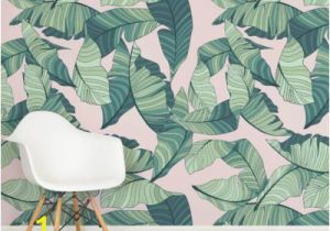 Palm Leaf Wall Mural Pink and Green Tropical Leaf Design Square Wall Murals