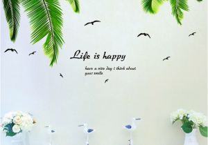 Palm Tree Mural Decal Shijuehezi] Palm Leaves Wall Stickers Vinyl Diy Coconut Tree Leaves