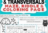 Parallel Lines and Transversals Angle Pairs Coloring Page Answers Mazes Riddles Coloring Pages