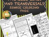 Parallel Lines and Transversals Angle Pairs Coloring Page Answers Parallel Lines and Transversals Zombie Coloring Page