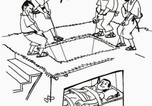 Paralyzed Man Lowered Through Roof Coloring Page 32 Paralyzed Man Lowered Through Roof Coloring Page In