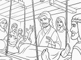 Paralyzed Man Lowered Through Roof Coloring Page Jesus Healing the Sick