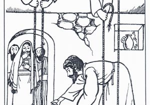 Paralyzed Man Lowered Through Roof Coloring Page Paralyzed Man Lowered Through Roof Coloring Page