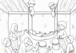 Paralyzed Man Lowered Through Roof Coloring Page Paralyzed Man Through Roof Bible Pages Coloring Pages