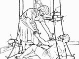 Paralyzed Man Lowered Through Roof Coloring Page the Paralytic Drops Down From the Roof to Be Healed