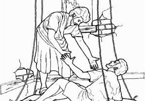 Paralyzed Man Lowered Through Roof Coloring Page the Paralytic Drops Down From the Roof to Be Healed