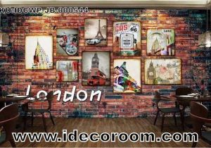 Paris Cafe Wall Mural 3d Wallpaper with Photo Frames Of London Paris and Route 66