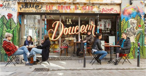 Paris Cafe Wall Mural France Paris Street Art Graffitis and Murals In Rue