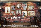 Paris Cafe Wall Murals 3d Wallpaper with Photo Frames Of London Paris and Route 66 Art Wall