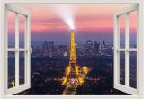 Paris Skyline Wall Mural Paris Wall Decal 3d Window Wall Decal Eiffel Windowview Frame Wall Decal Paris Window View Wall Mural Living Room Home Wall Decor