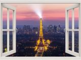 Paris Skyline Wall Mural Paris Wall Decal 3d Window Wall Decal Eiffel Windowview Frame Wall Decal Paris Window View Wall Mural Living Room Home Wall Decor