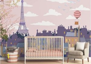 Paris Skyline Wall Mural Roof S Paris Mural Pink Children Wallpaper Of Paris