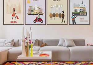 Paris themed Wall Murals 2019 7 Modern Abstract World City Travel Bedroom Wall Art Silhouette