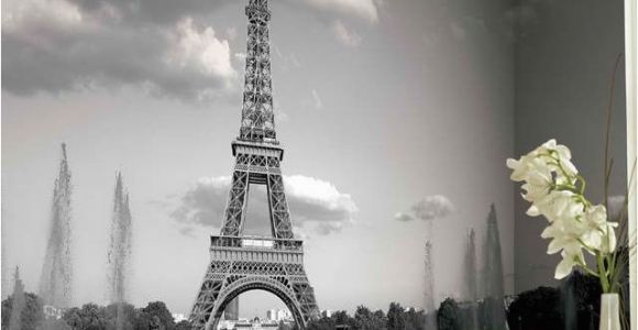 Paris Wall Mural Eiffel tower Eiffel tower Mural Wallpaper Black and White