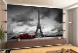 Paris Wall Mural Eiffel tower France Paris Eiffel tower Retro Car Wall Mural