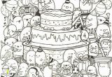 Pastry Coloring Pages Adult Coloring Page Happy Birthday Doodle Cake 9