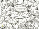 Pastry Coloring Pages Adult Coloring Page Happy Birthday Doodle Cake 9