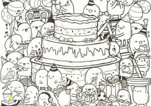 Pastry Coloring Pages Adult Coloring Page Happy Birthday Doodle Cake 9