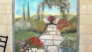 Patio Wall Murals Garden Mural On A Cement Block Wall Colorful Flower Garden Mural