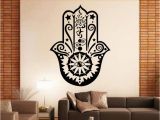Patterns for Wall Murals Art Design Hamsa Hand Wall Decal Vinyl Fatima Yoga Vibes Sticker Fish Eye Decals Buddha Home Decor Lotus Pattern Mural Stickers for Walls In Bedrooms