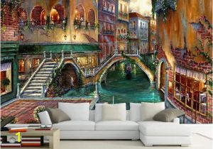 Peacock Walk Wall Mural wholesale Mural Paper Beautiful Oil Painting Venice Water City Scenery Custom Romantic Hd Environmental Protection Wallcovering High Res Wallpapers