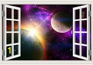 Peel and Stick Wall Murals Amazon Peel & Stick Wall Murals Outer Space Galaxy Planet 3d Wall Srickers for Living Room Window View Removable Wallpaper Decals Home Decor Art 32×48 Inches