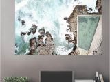 Peel and Stick Wall Murals Beach Aeiral Beach Rocky Pool Wall Art Zapwalls