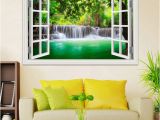 Peel and Stick Wall Murals Window 3d Window View Wall Sticker Decal Sticker Home Decor Living Room Nature Landscape Decal Waterfall Mural Wallpaper Wall Art Design Wall Decals Design