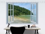 Peel and Stick Wall Murals Window Green island Wallpaper Custom