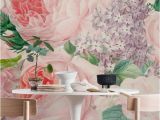 Peony Flower Mural Wall Art Wallpaper Lush Vintage Roses and Lilac Wall Mural Wallpaper Flowers