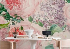 Peony Flower Mural Wall Art Wallpaper Lush Vintage Roses and Lilac Wall Mural Wallpaper Flowers
