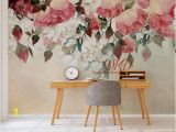 Peony Flower Mural Wall Art Wallpaper Peony Flowers Mural Self Adhesive Wallcoverings Vintage Watercolor Floral Wallpaper Nursery Decor Wall Mural Art Wall Stickers