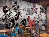 Personalised Graffiti Wall Mural Custom Size 3d Wallpaper Living Room Mural Retro Nostalgic Hip Hop Rock Music Bar Ktv Background Wall Wallpaper Non Woven Wall Sticker Hd