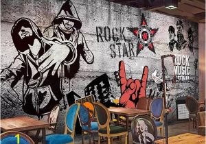 Personalised Graffiti Wall Mural Custom Size 3d Wallpaper Living Room Mural Retro Nostalgic Hip Hop Rock Music Bar Ktv Background Wall Wallpaper Non Woven Wall Sticker Hd