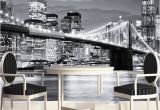 Photo Wall Mural City Custom Mural Manhattan Bridge New York European and American Cities Black and White Living Room Backdrop Wallpaper Mobile Wallpaper Download Mobile