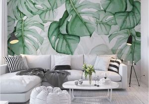 Photo Wall Mural Custom Custom Wallpaper Mural Hand Painted Tropical Plants Leaves