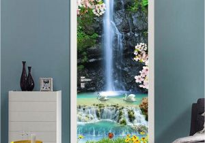 Photo Wall Mural Door 3d Clear Waterfall Landscape Door Mural