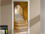 Photo Wall Mural Door 3d Stone Alleyway Steps Door Sticker In 2019