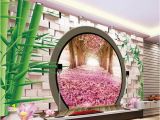 Photo Wall Mural Door 3d Wall Murals Wallpaper Fantasy 3d Spring Green Leaves Round Door Jiangnan Garden Tv Background Wall Xp Wallpapers Yellow Wallpaper From