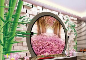 Photo Wall Mural Door 3d Wall Murals Wallpaper Fantasy 3d Spring Green Leaves Round Door Jiangnan Garden Tv Background Wall Xp Wallpapers Yellow Wallpaper From