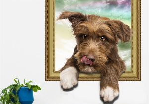 Picture Frame Wall Mural Cute Dog Wall Stickers Vinyl Animal Wall Mural for Living Room Kids Room Home Decoration Wall Decal Stickers to Decorate Walls Stickers Wall From