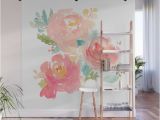 Pictures Of Murals On Wall Watercolor Peonies Summer Bouquet Wall Mural by Junkydot