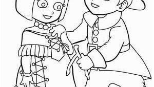 Pilgrim and Indian Coloring Pages Indian Girl and Pilgrim Boy Coloring Page