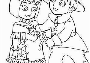 Pilgrim and Indian Coloring Pages Indian Girl and Pilgrim Boy Coloring Page