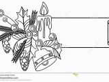 Pine Cone Coloring Page Contour Christmas Banner with Holly Berry Lighting Candle