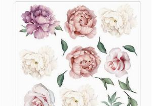 Pink Rose Wall Mural Peony Rose Flowers Wall Sticker Vintage Lilac Peony Wall Stickers Room Decals Mural Home Decor Kids Room Girls Gift Flower Wall Sticker Flower Wall