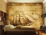 Pirate Map Wall Mural 3d Wall Mural Map Pirate Ship Treasure Map by Daculjashop On