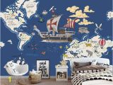 Pirate Map Wall Mural World Animal Treasure Map Nautical Wind Children S Room Background Wall Custom Mural Green Wallpaper Any Size Wallpapers High Resolution